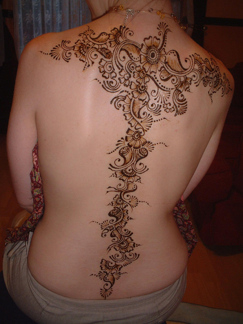 T shape back henna