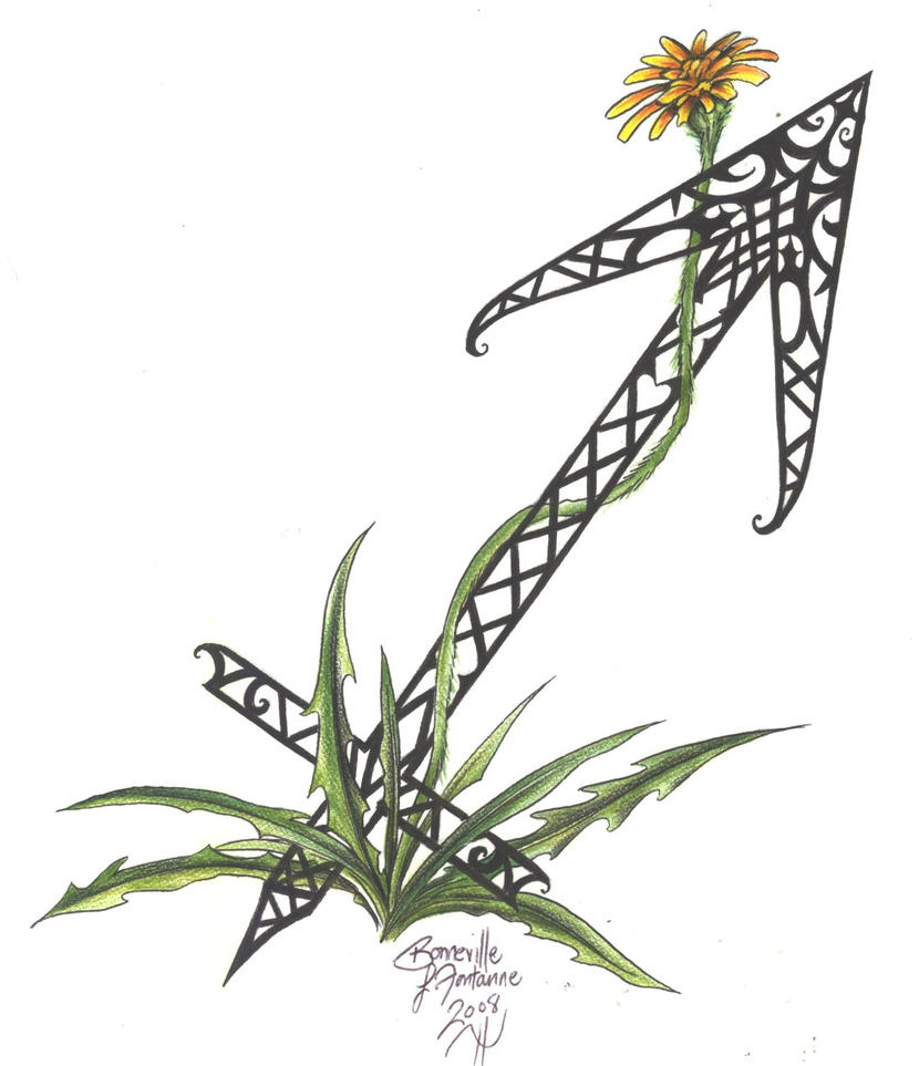 Zodiac Flw Design: Sagittarius - flower tattoo