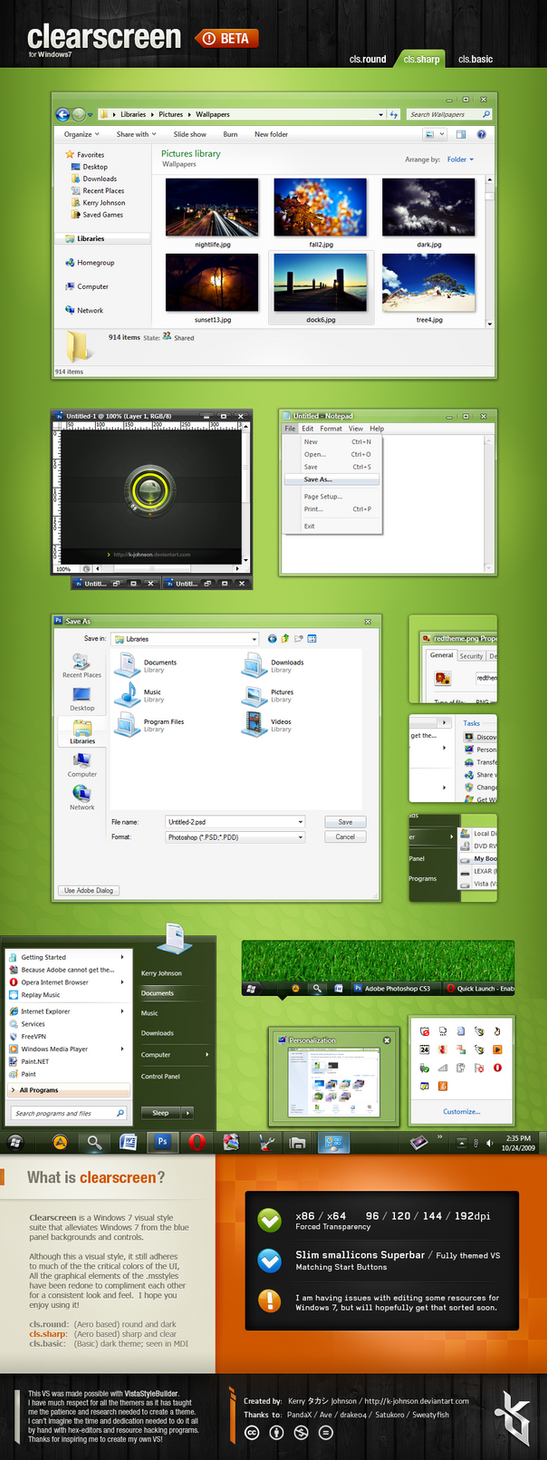 Clearscreen Sharp for Windows7 by K Johnson Cool Windows 7 Themes