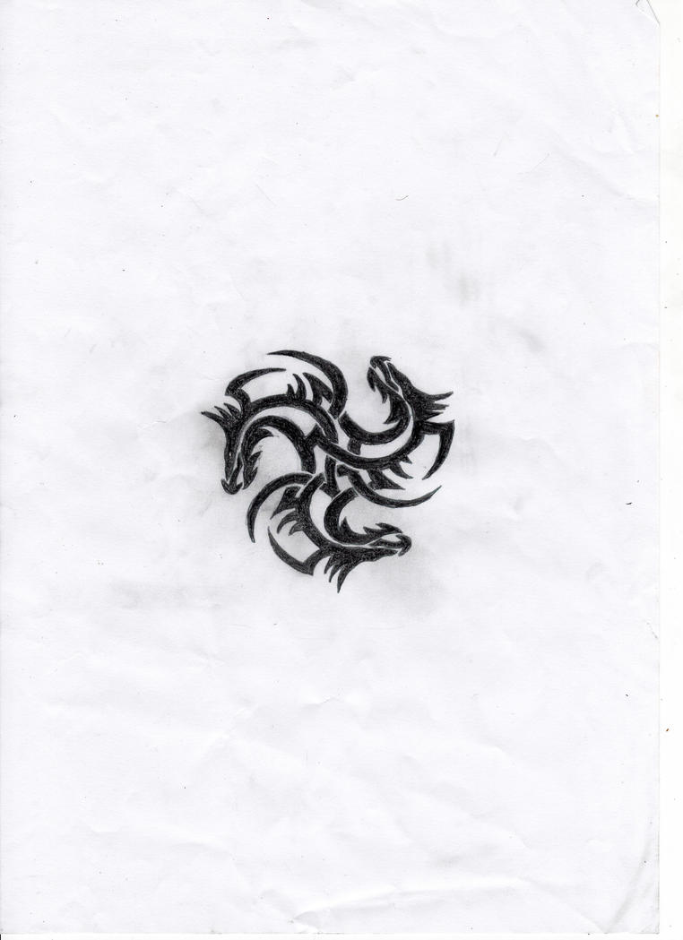 Tri-Dragon Tattoo Design by