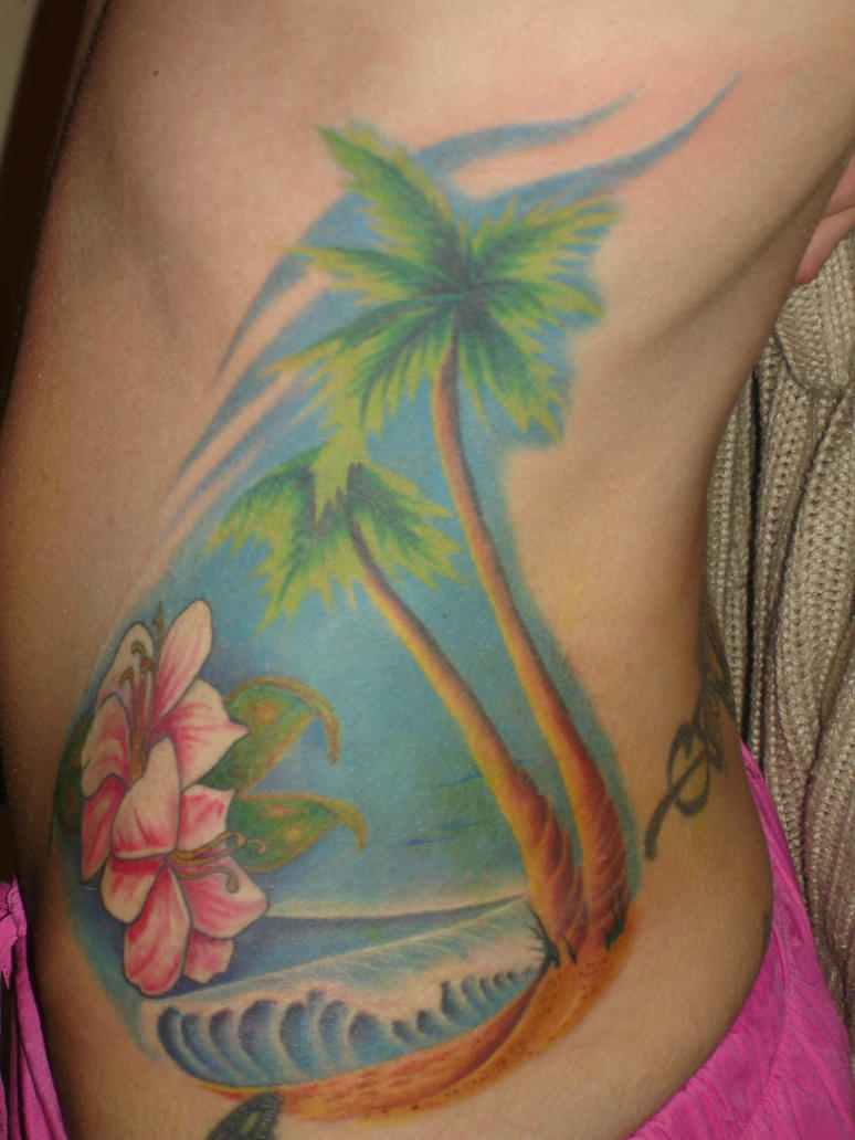 palm tree tattoo by inkaholick