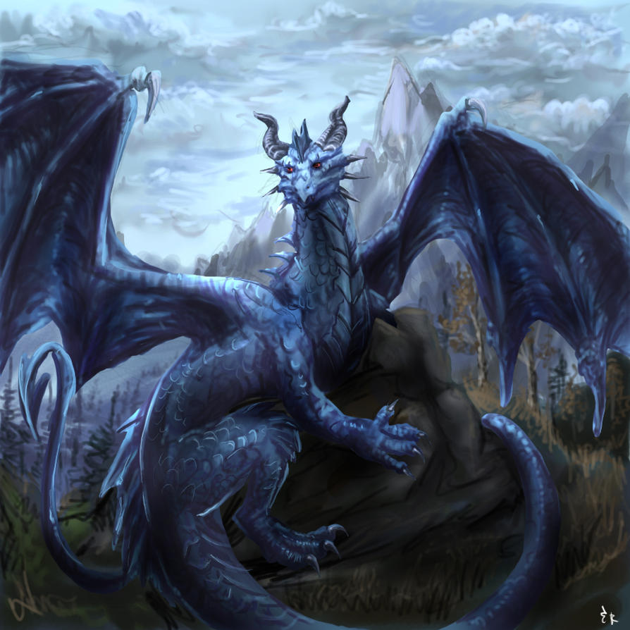 Blue dragon by EagleRedbeak