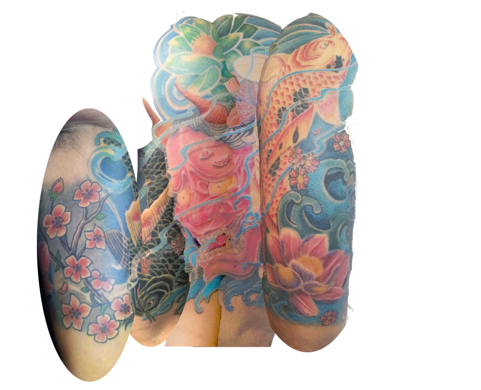 Wrap around image of my upper arm sleeve tattoo by bmtahimic