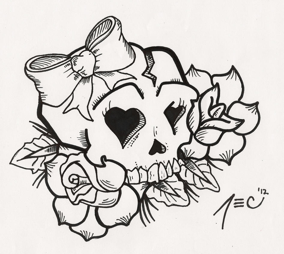 Girly Skull Tattoo Drawings