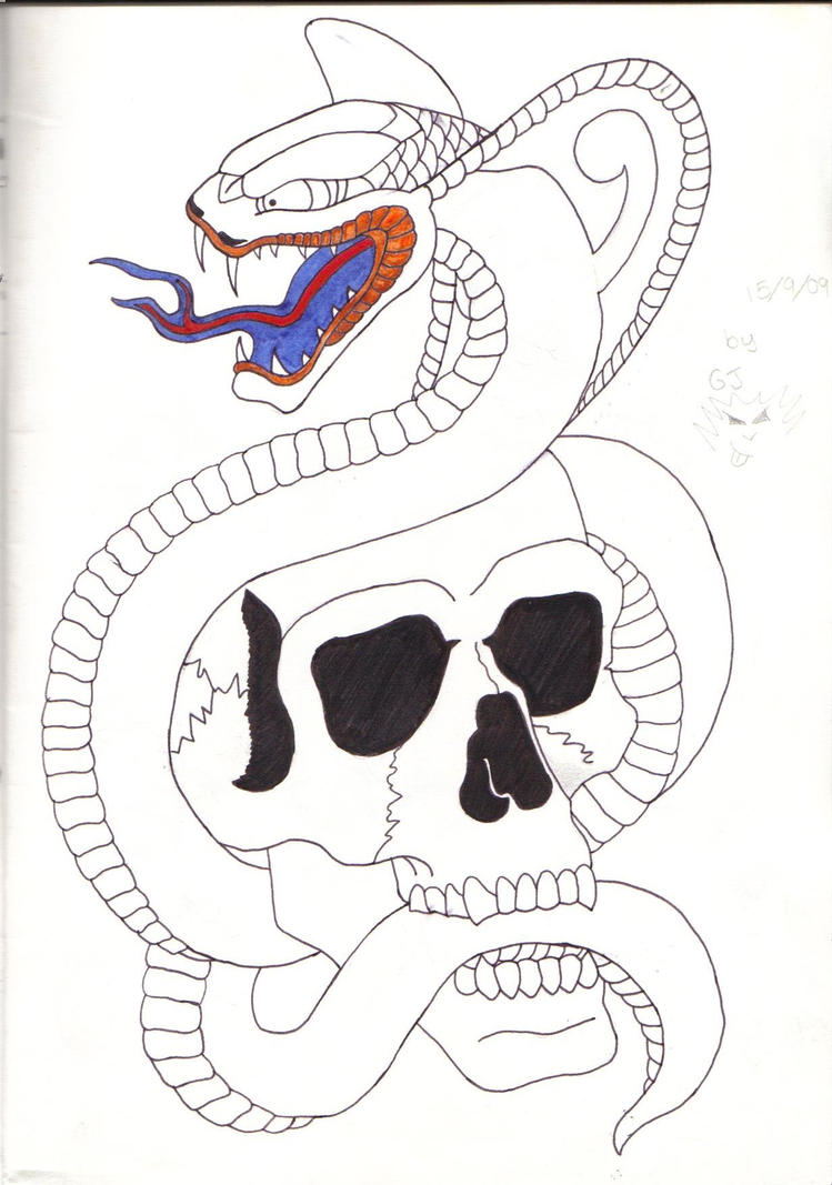 Snake and Skull Tattoo design