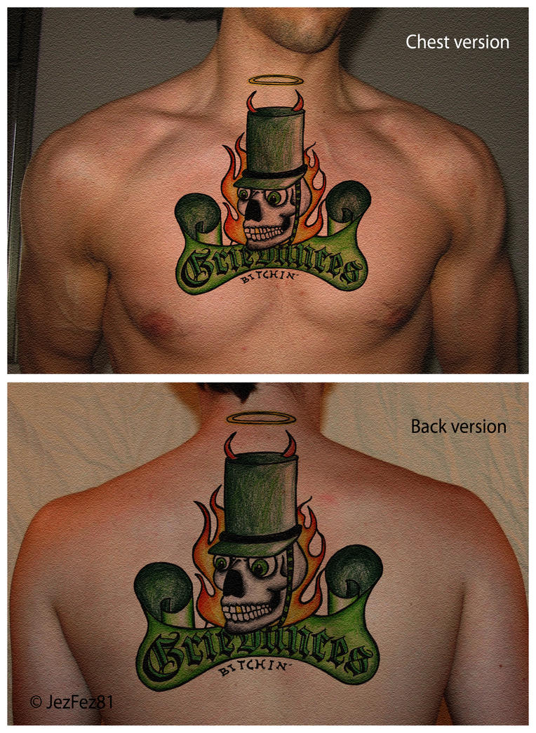 Grievances tattoo: chest-back - chest tattoo