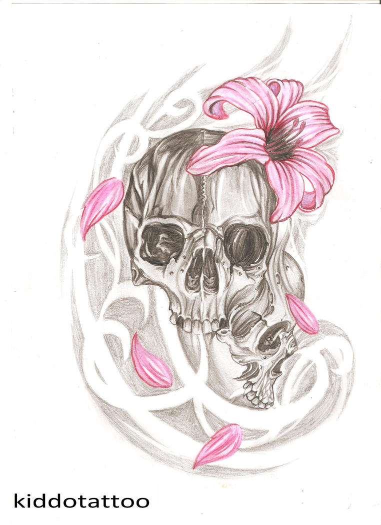 skulls and lilly | Flower Tattoo