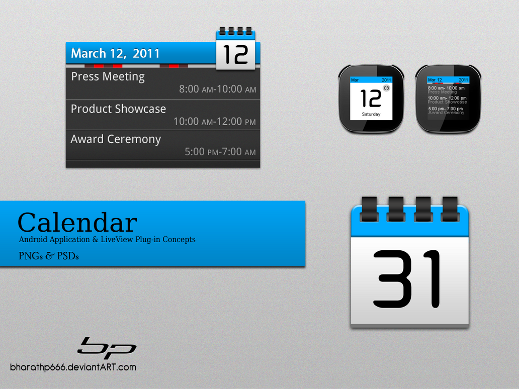 Calendar Web Element UI PSD Design