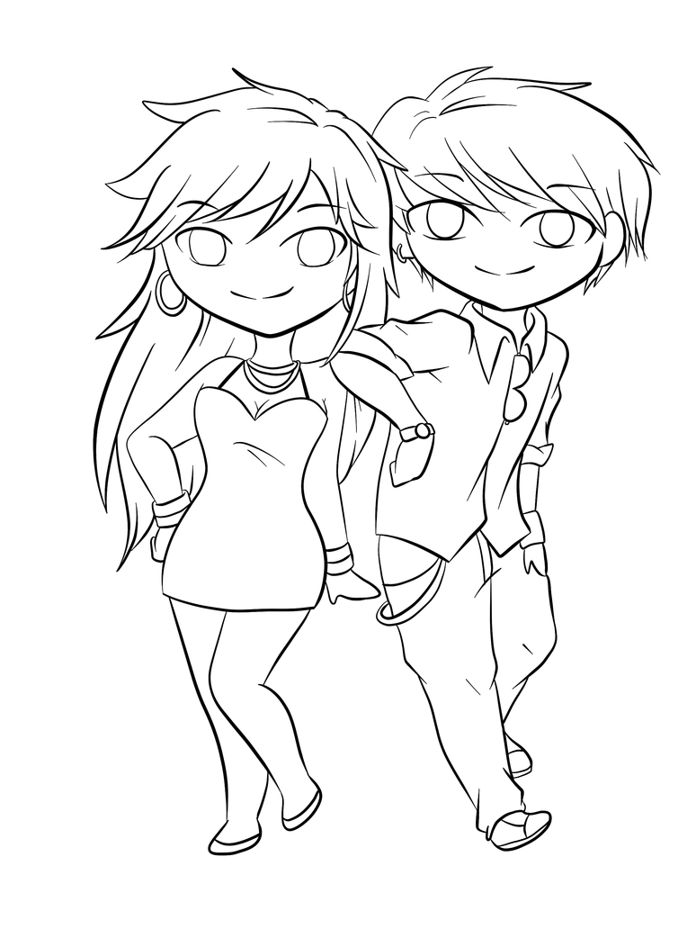 chibi couples coloring pages - photo #1